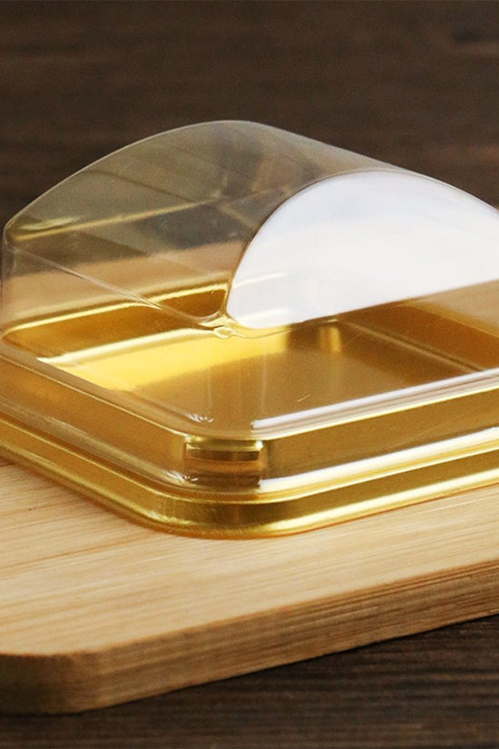 93x93x50mm Gold Square Base With Clear Lid - TEM IMPORTS™