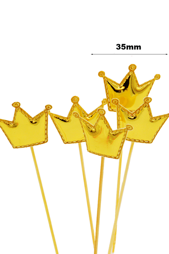 Gold Crown Pillow Cake Topper - Pack of 5