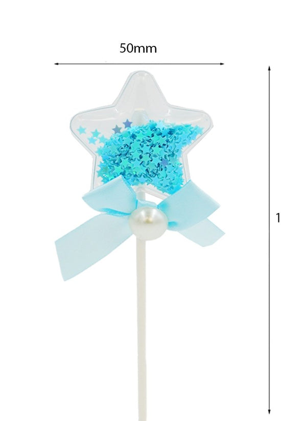 Blue Pillow Star With Bow Cake Topper - TEM IMPORTS™