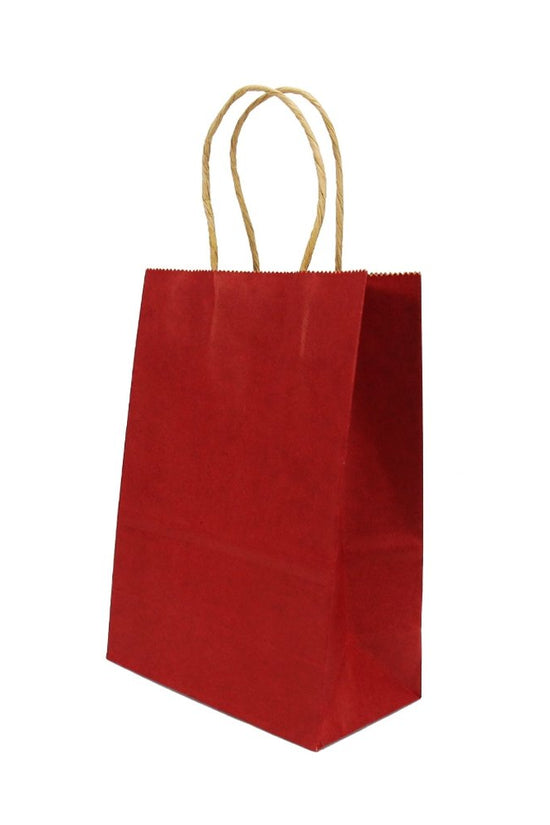 Ex Small Kraft Paper Twist Handle Bag-Maroon Red