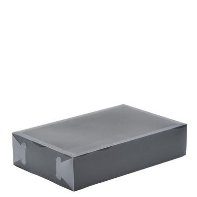 Small Rectangular Black Paper Box With Clear Lid H60 - Pack of 25