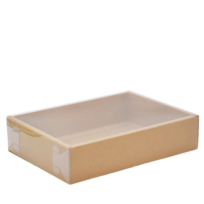 Medium Rectangular Kraft Paper Box With Clear Lid H80 - Pack of 25