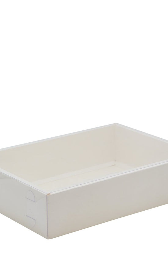 Medium Rectangular White Paper Box With Clear Lid H80 - Pack of 25
