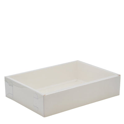 Medium Rectangular White Paper Box With Clear Lid H80 - Pack of 25