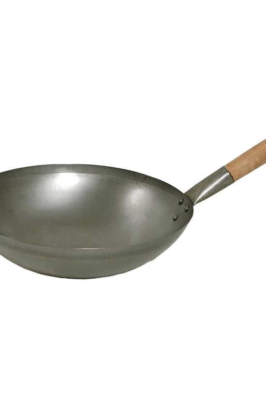 KH Wood Handle Round Bottom Wok 16" Inch