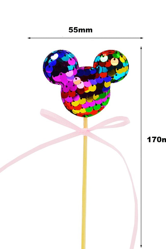 Rainbow Mickey Ear With Pink Bow Cake Topper - TEM IMPORTS™