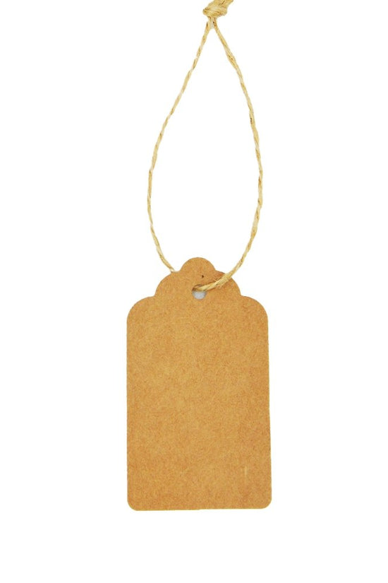 70x40mm Kraft Scalloped Gift Tag - 100/PK