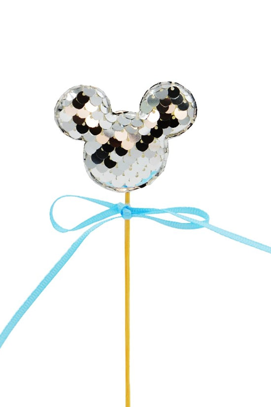 Silver Mickey Ear With Pink Bow Cake Topper - TEM IMPORTS™