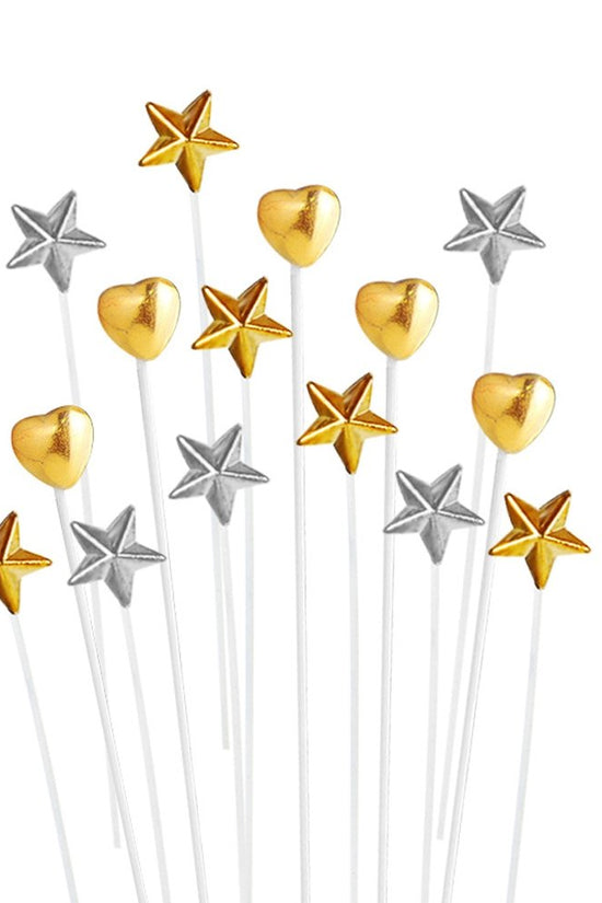Silver Mini Star Cake Topper - Pack of 5 - TEM IMPORTS™