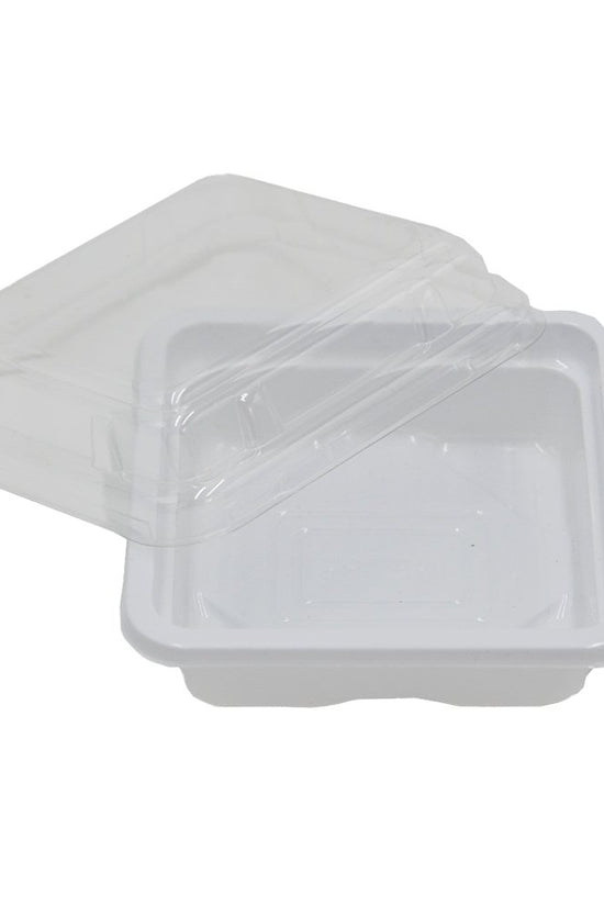 Small Square White With Clear PET Lid - TEM IMPORTS™