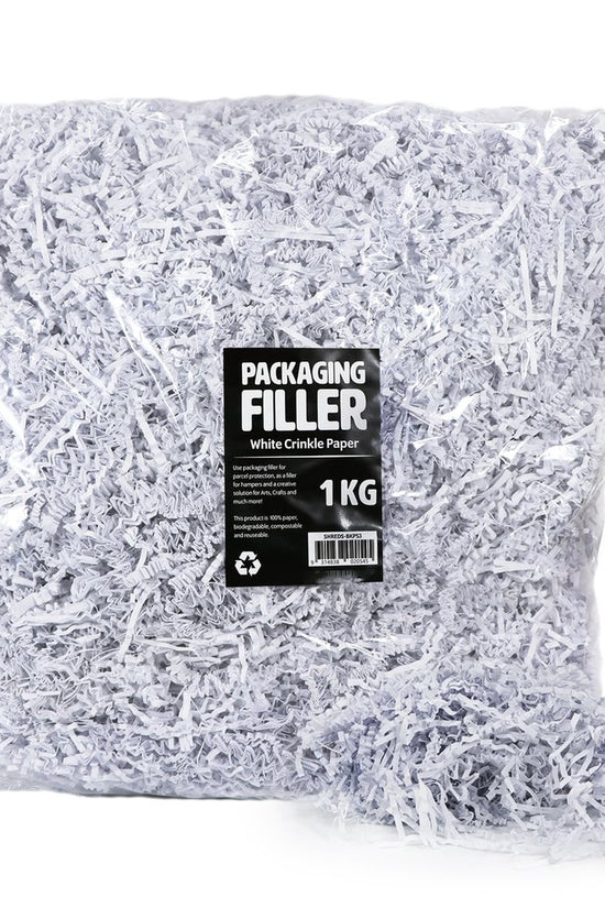 White Crinkle Paper Shreds Fillers - 1Kg Bag - TEM IMPORTS™