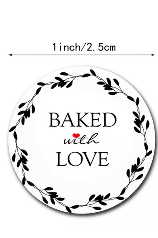 White Seal Label Stickers Roll 'Baked with Love' - TEM IMPORTS™